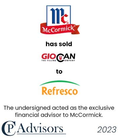 CP Advisors advised McCormick & Company, Inc., a gloabl leader in flavors, on the sale of its Italian beverage division GioCan to Refresco Group B.V.